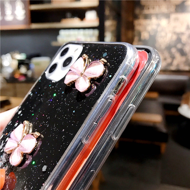 OPPO A52 A92 A92S Reno 3 Pro A3S A5S A12 A7 A37 A37F A39 A57 A71 A83 F1S F1 F3 Plus F5 Youth F7 F9 F11 Pro Glitter Starry Three Diamond ButterfliesCase