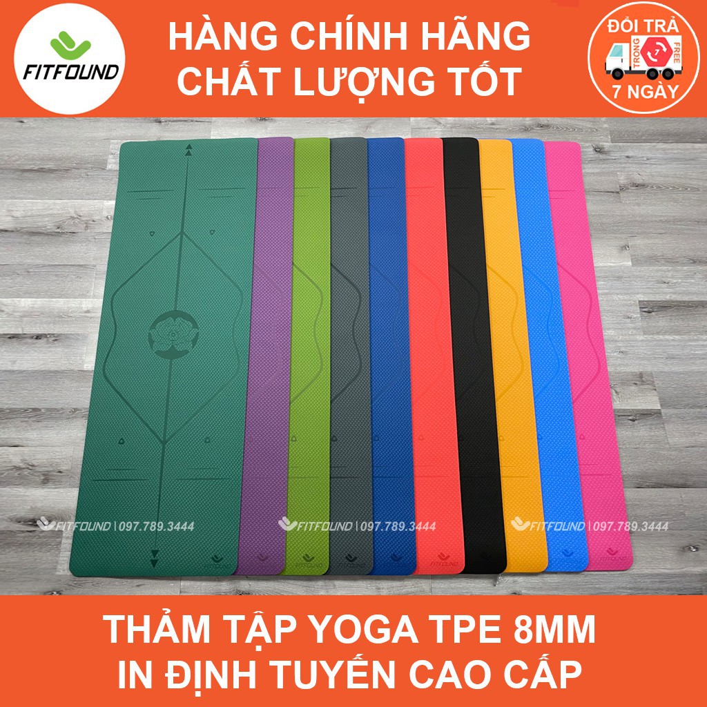 [FREESHIP❤️] Thảm Tập Yoga Gym  Định Tuyến 2 Lớp TPE 8MM Cao cấp Siêu bền Chống trơn trượt, Chịu Lực Tốt.