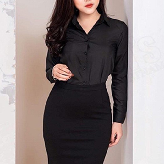 Áo sơ mi nữ dài tay chất cải lụa mềm , công sơ học sinh mặc được | BigBuy360 - bigbuy360.vn