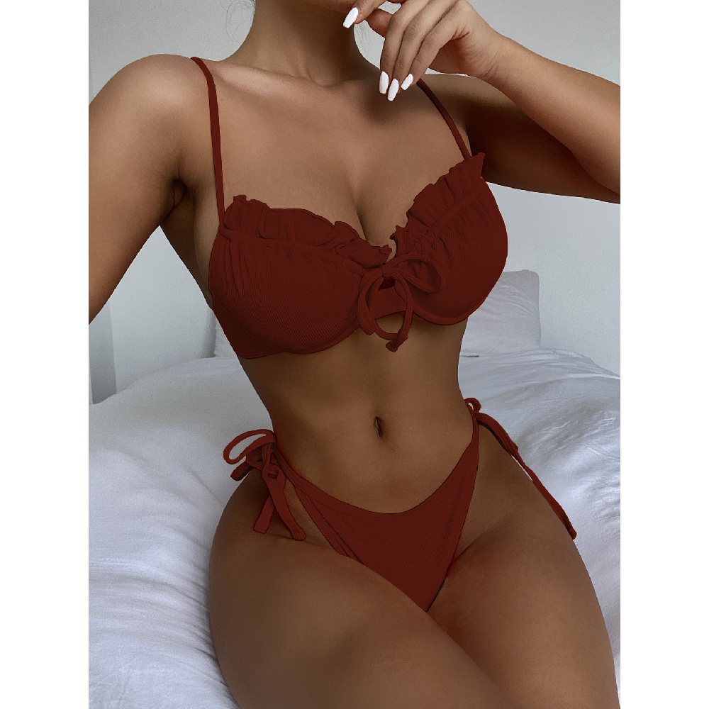 5 Colors Neon Orange Lace Bordered Women Bikini Sets Padded Summer Bandage Bikini ZJ07 | WebRaoVat - webraovat.net.vn