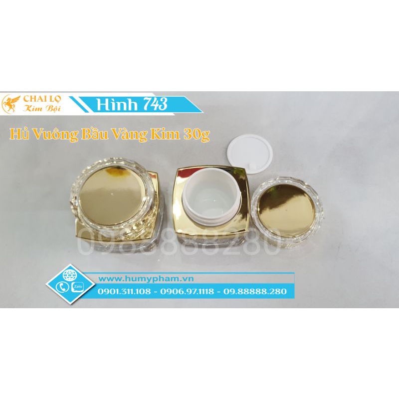 CHAI LỌ MỸ PHẨM - Hủ Đựng Kem Vuông Bầu 30g