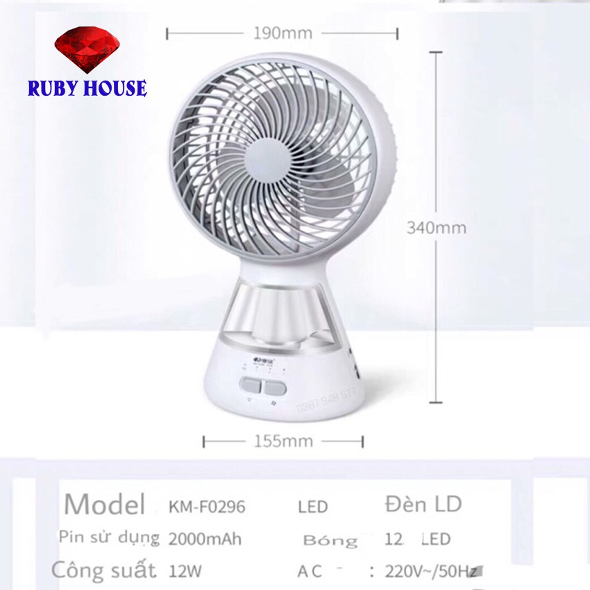 Quạt Tích Điện Ông Tây F0296 Cao Cấp, Có đèn siêu sáng, tích điện từ 4-6 tiếng, quạt tích điện mẫu mới 2021 | BigBuy360 - bigbuy360.vn