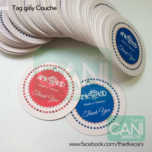 500c Tag giấy hình Tròn  In theo yêu cầu Mác giấy treo quần áo Tem giấy tag treo phụ kiện CANI