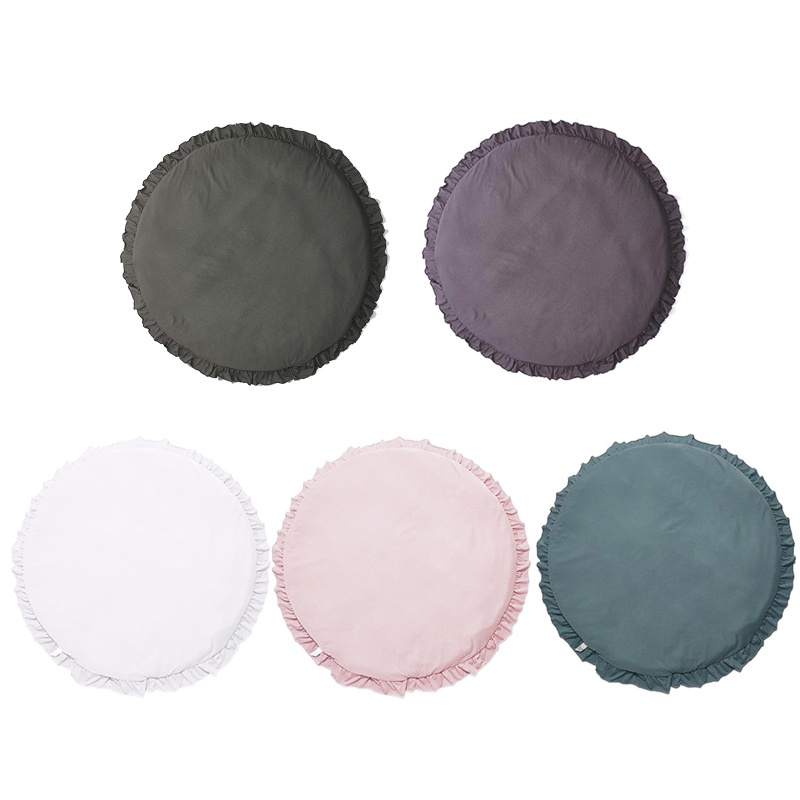 Thảm Trải Sàn Hình Tròn Phối Ren 100cm Có Thể Giặt Sạch Trang Trí Phòng Khách Cho Bé