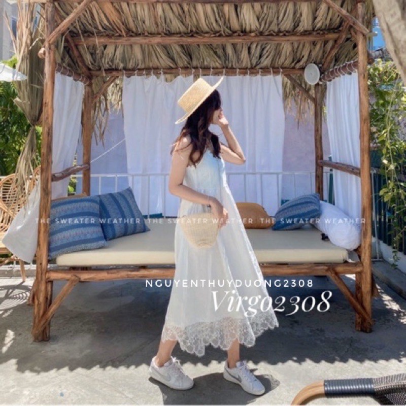 [Ảnh thật/Sẵn]Váy 2 dây ren nàng thơ đi biển mùa hè/Đầm 2 dây ren Ulzzang