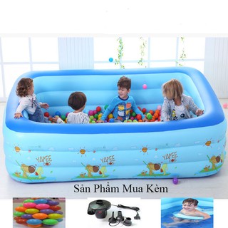 Bể bơi gấp gọn bể bơi phao trẻ em 3 tầng dày kích thước 2m1