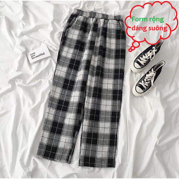 Quần Kẻ Caro Ống Rộng [ Freeship ] Quần Baggy Sọc Caro Ống Rộng Dáng Suông Nam Nữ Phong Cách ullzang | BigBuy360 - bigbuy360.vn