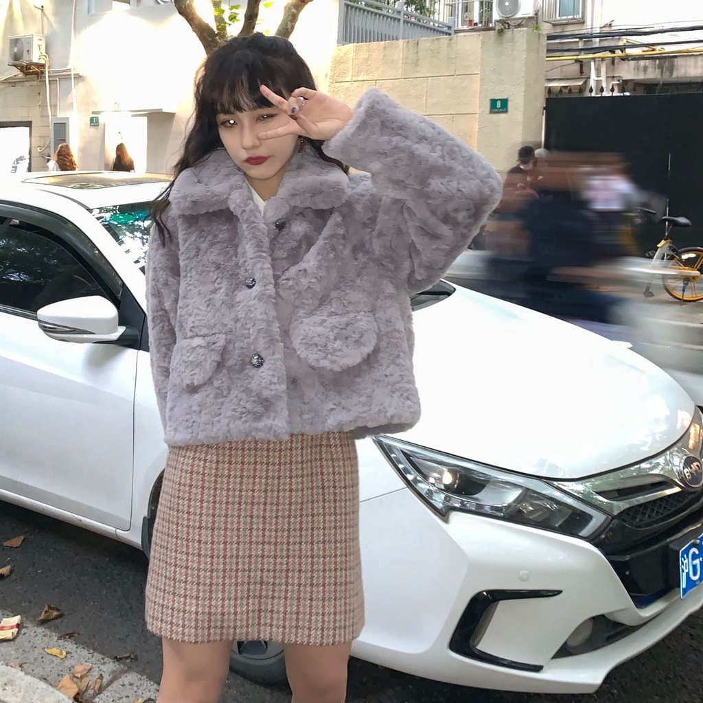 Đầm len chữ A thắt nơ họa tiết kẻ sọc ngọt ngào thời trang thu đông kiểu Pháp mới 2021