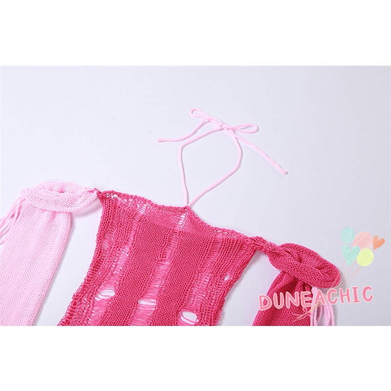 DUNEA Áo Sweater Dệt Kim Tay Dài Hở Vai Quyến Rũ Cho Nữ