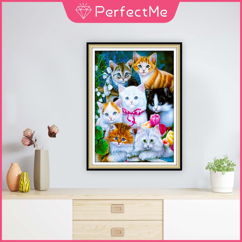 Bộ Tranh Đính Đá 5D Tự Làm 30x40cm Hình Mèo Dễ Thương