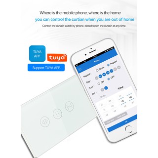 Công tắc TUYA cảm ứng smartwifi điều khiển rèm cửa cửa cuốn màu trắng