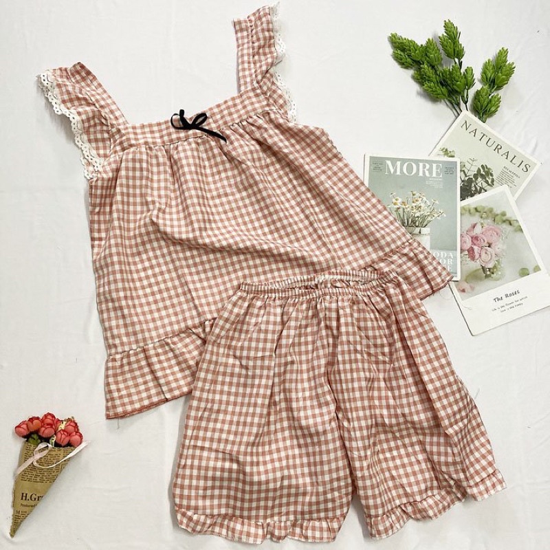 Đồ bộ mặc nhà freesize từ 40-45kg , đồ bộ cho nữ, cho bé gái lớn vải mềm - B05