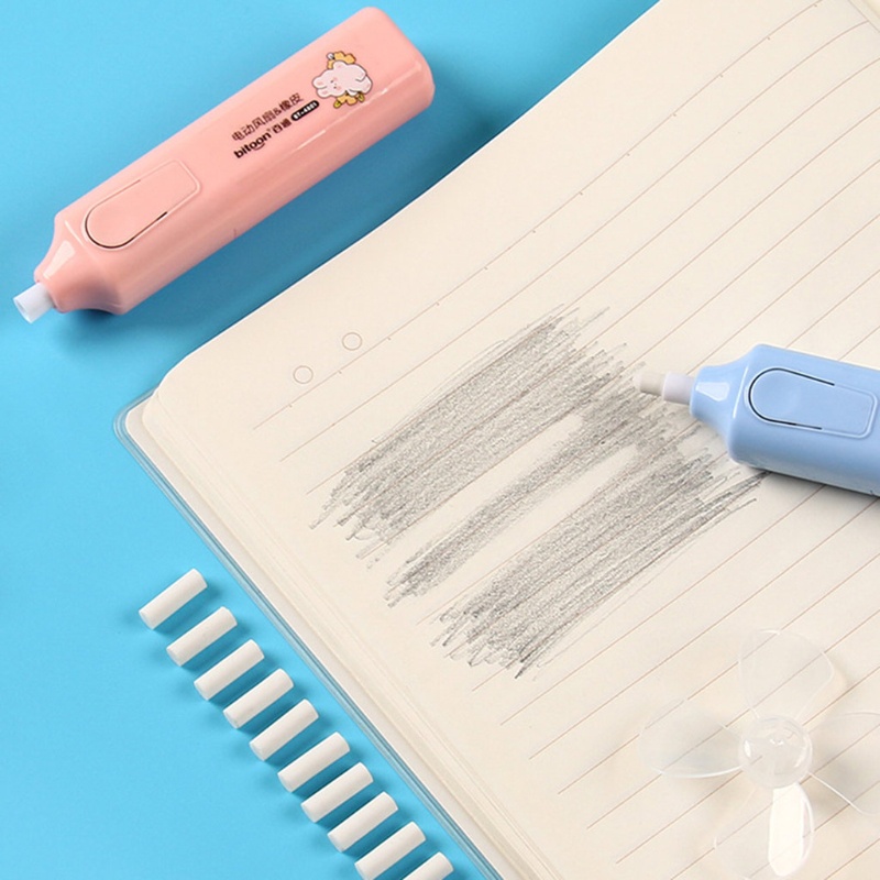 Gôm tẩy điện tử kèm quạt mini tiện dụng cho học sinh tùy chọn màu sắc