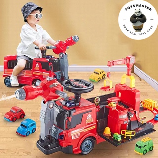 Xe chòi chân cứu hỏa 2 trong 1,xe scooter thăng bằng 4 bánh cho bé 1-4 tuổi có nhạc,đèn và vòi phun.đồ chơi thông minh