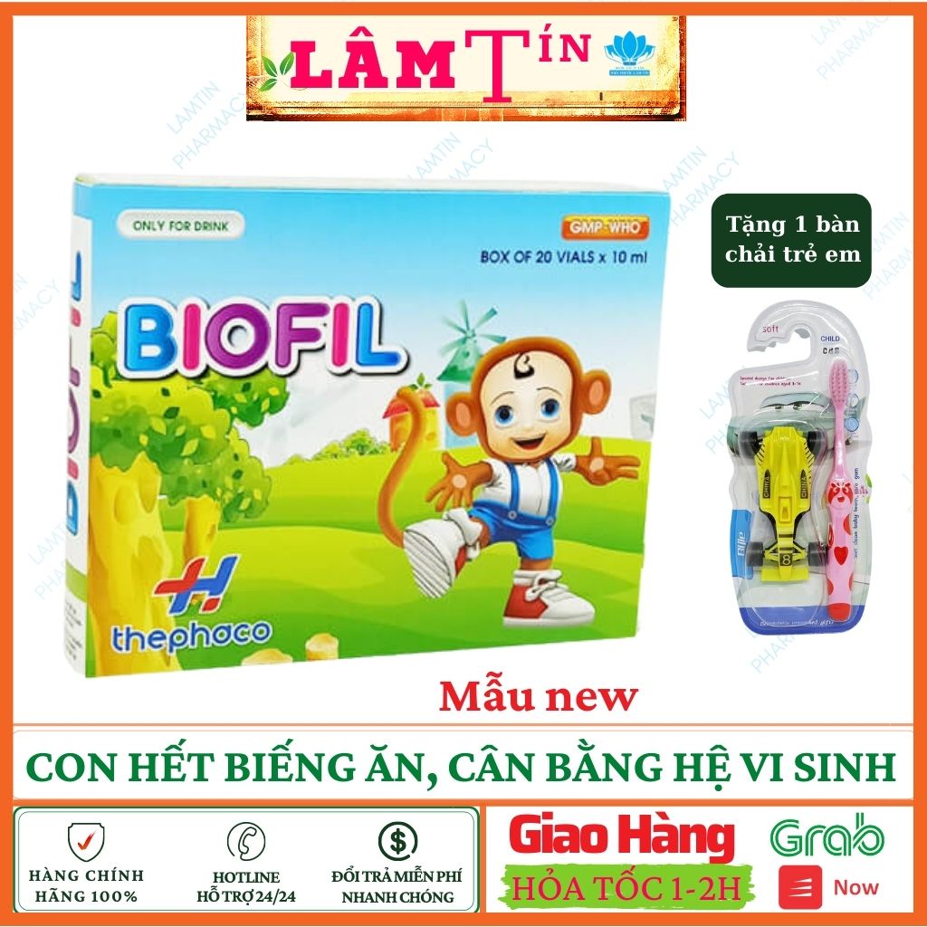 ( Tặng khẩu trang chất chính hãng ) BIOFIL Giải Pháp Cho Trẻ Biếng Ngủ Kém - Dạng Ông Uống Tiện Dụng ( Hộp 20 ống )