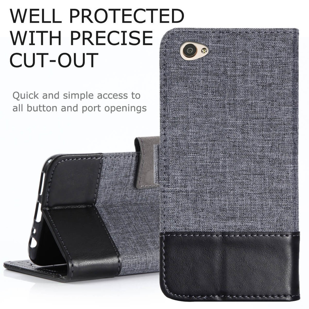 Bao da vải kiêm giá đỡ và ví đựng cho Samsung Galaxy S8 Plus S7 Edge