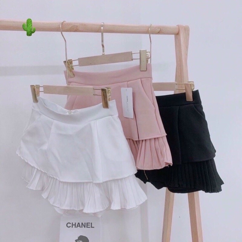 QUẦN GIẢ VÁY XẾP LY 2 TẦNG CHO NỮ DÁNG XINH CHÂN VÁY XẾP LY 2 TẦNG ALOHASHOP91