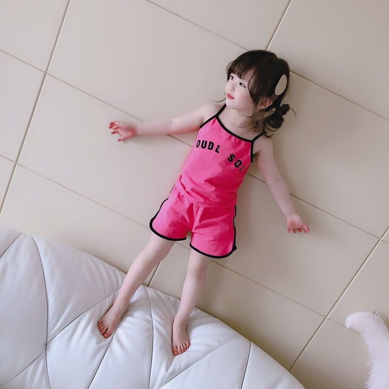 Set Áo Thun Ngắn Tay In Chữ + Quần Short Thiết Kế Mới Thời Trang Mùa Hè Dành Cho Bé Gái