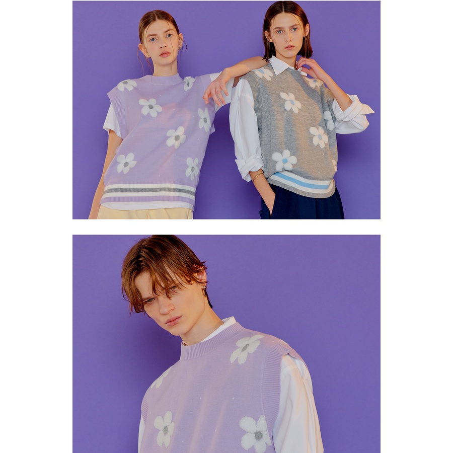 Áo len gi-lê S22A06025 | Boucle Flower Vest