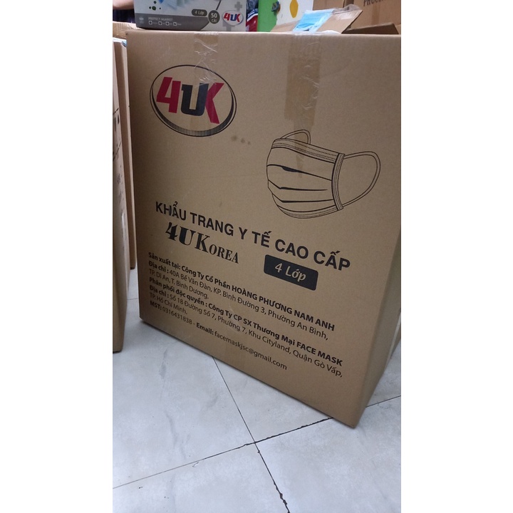 SỈ THÙNG - 50 HỘP, HỘP 50 CÁI KHẨU TRANG 4U KOREA 4 LỚP  - CÓ THỂ MIX MÀU