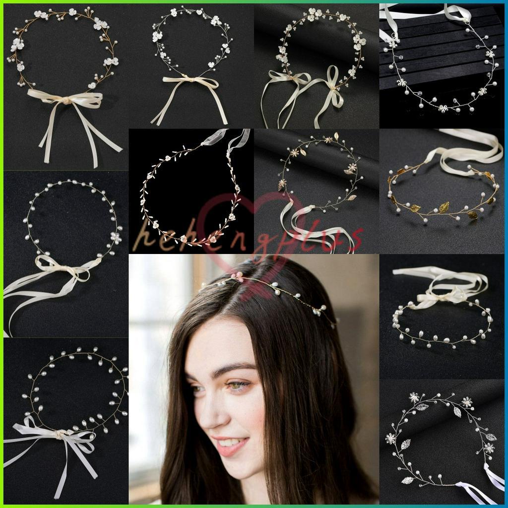 Băng Đô Cài Tóc Mềm Mại Đính Hoa Nhân Tạo Handmade Dành Cho Cô Dâu