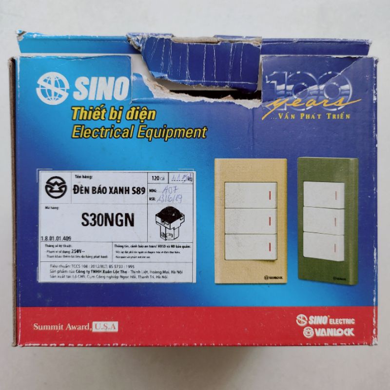 Đèn báo xanh SINO S30NGN dùng chung cho Sê ri S18 , S98 , Zenlock