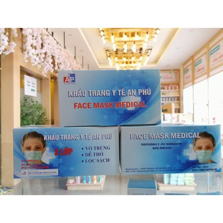 Khẩu trang y tế An Phú/Hướng Dương/4D Hàn Quốc 3 lớp kháng khuẩn hộp 50 chiếc