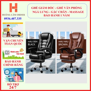 Ghế Giám Đốc Có Massage Cao Cấp  bọc da Pu, Ghế Văn Phòng Chân Xoay có gác chân ngả lưng kèm masage