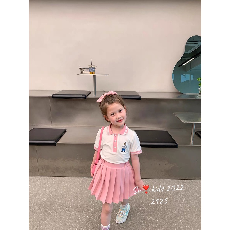 SALE SET ÁO VÁY CHO BÉ GÁI CHÂN VÁY XẾP LY PHONG CÁCH HÀN QUỐC SIZE 10-26KG(VHS)