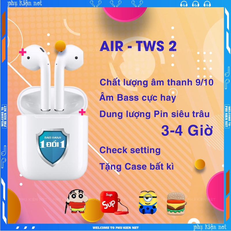Tai nghe bluetooth 5.0 TWS phiên bản đổi tên, tháo tai dừng/phát nhạc, nghe nhạc 4h