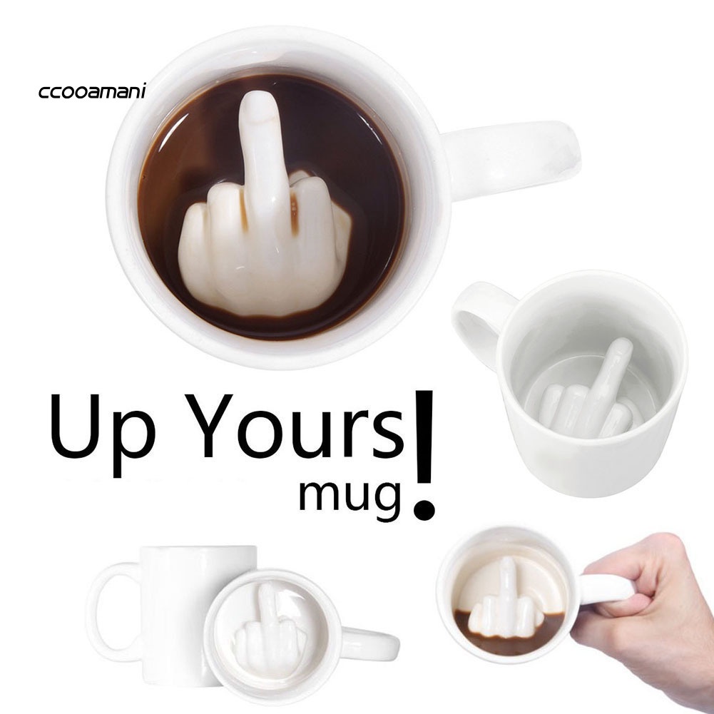 Cốc cà phê / trà / trà sữa / sữa làm từ gốm hình ngón tay giữa kiểu dáng độc đáo
