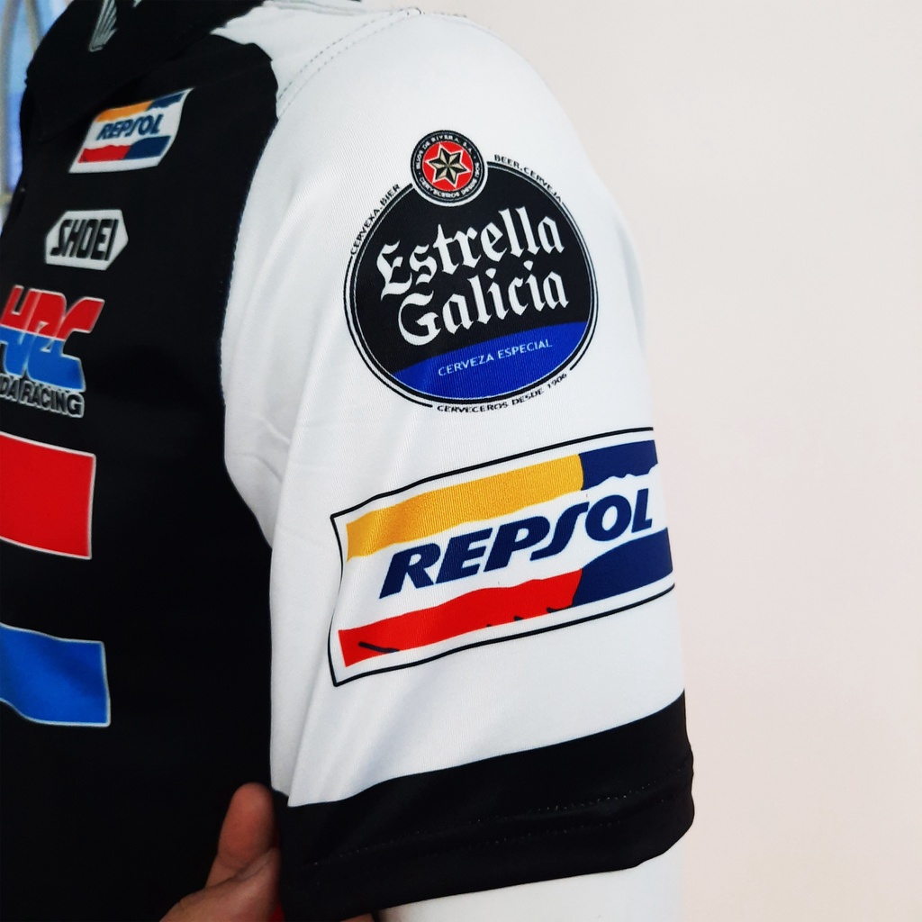 ÁO HONDA HRC - ÁO THUN XE MÁY - ÁO THUN MOTO - ÁO THUN THỂ THAO CÓ CỔ IN TEM XE MẪU HONDA HRC