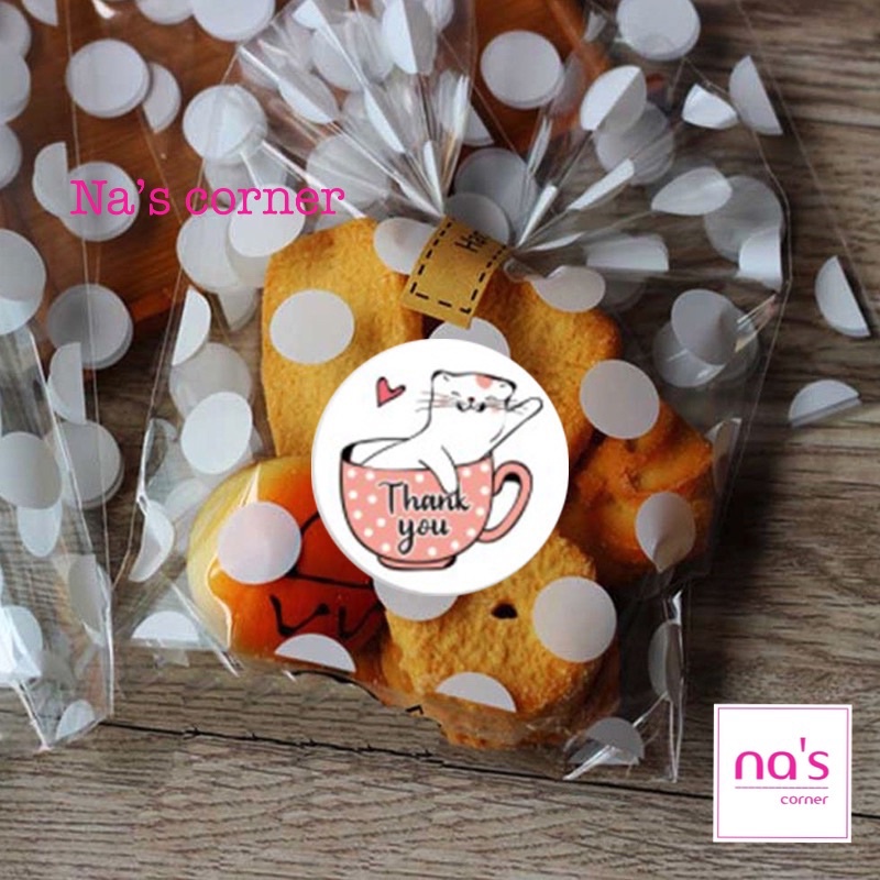 100 Tem nhãn dán cảm ơn thank you 2.5cm 3.8cm dán keo sẵn