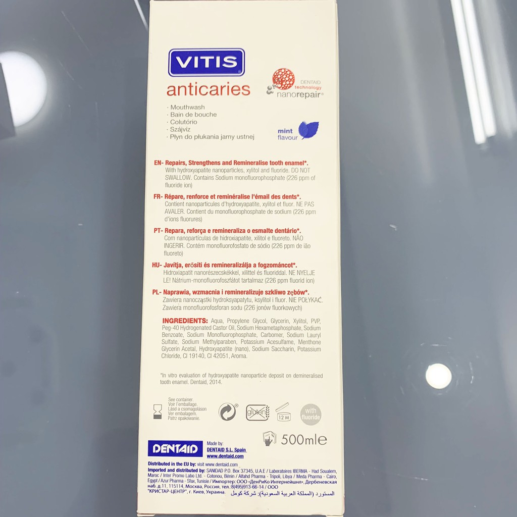 Nước súc miệng giảm ê buốt, chống sâu răng VITIS ANTICARIES 500ml [dvcareshop]