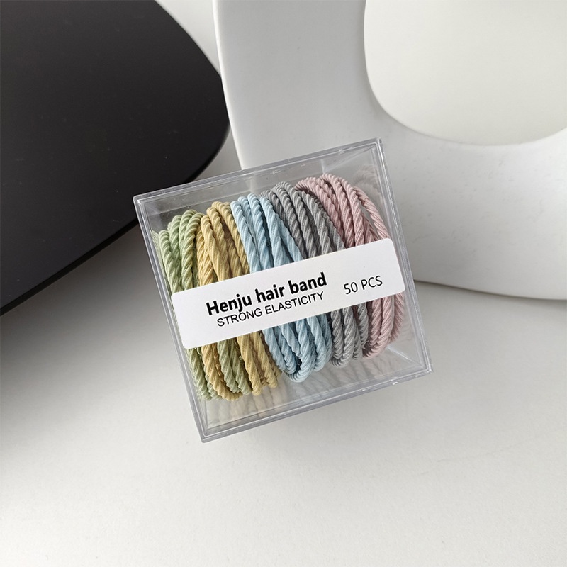 Hộp 50 Dây Thun Buộc Tóc Nhiều Màu Sắc Dành Cho Nữ