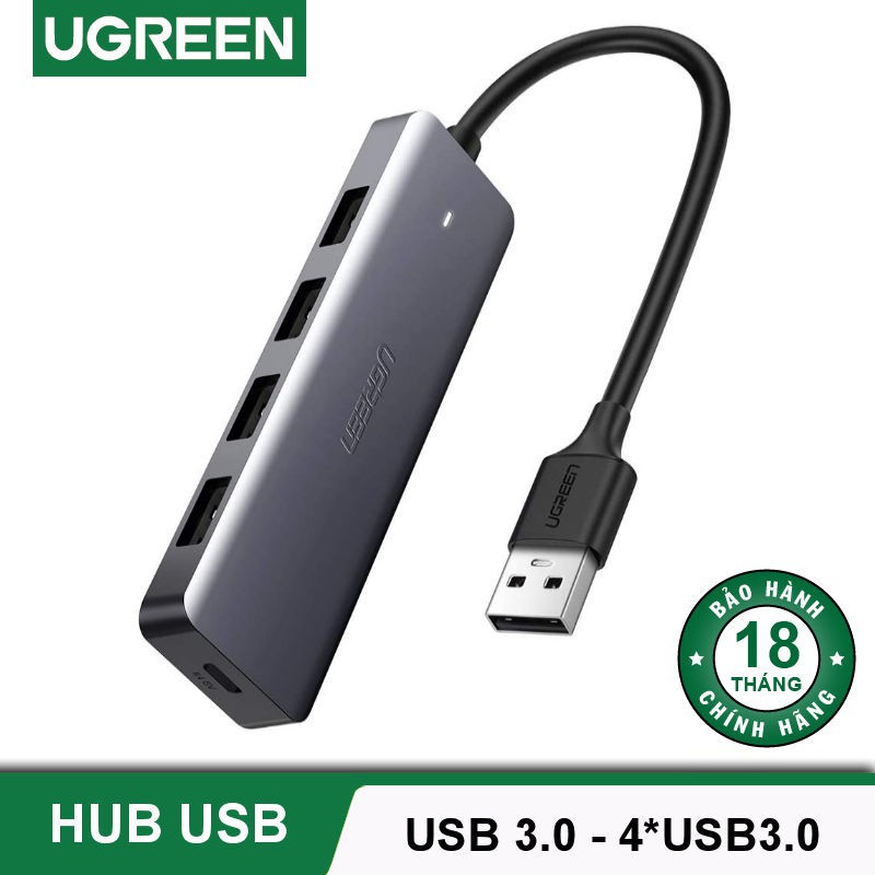 Hub USB type C, USB 3.0 sang 4 cổng USB 3.0 hỗ trợ cổng nguồn Micro USB 5V UGREEN CM219 CM136