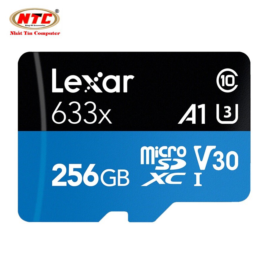 Thẻ Nhớ MicroSDXC Lexar 256GB A1 V30 633x U3 4K 95MB/s - kèm Adapter (Xanh)