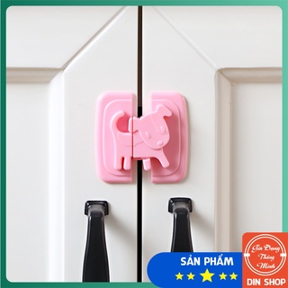 Khóa Cửa Tủ Lạnh 🔥DIN SHOP🔥 Khóa Tủ Quần Áo An Toàn Bằng Nhựa Hình Chú Chó Dễ Thương