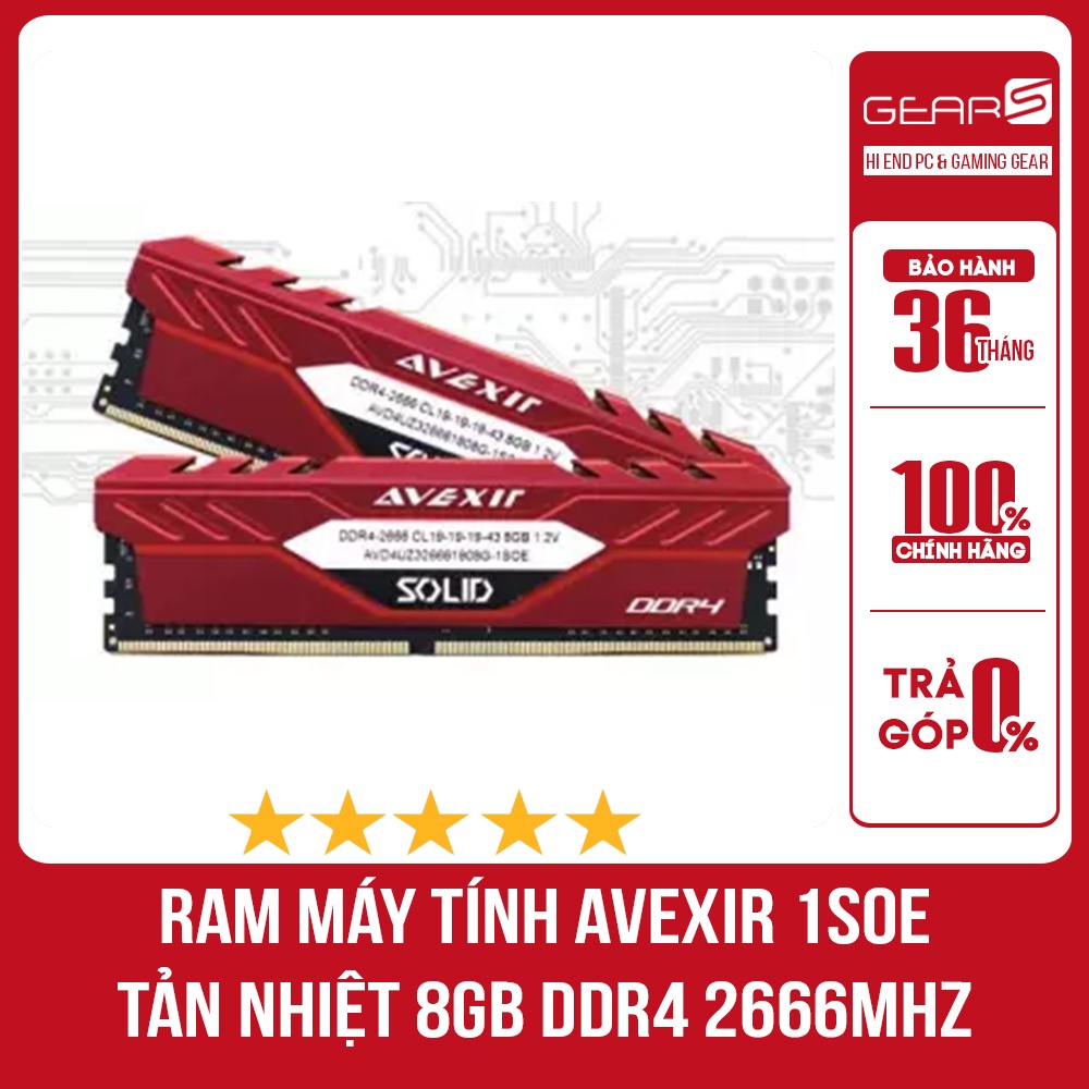 Ram máy tính AVEXIR 1SOE Tản nhiệt 8GB DDR4 2666Mhz - Hàng thương hiệu chính hãng BH 36 tháng