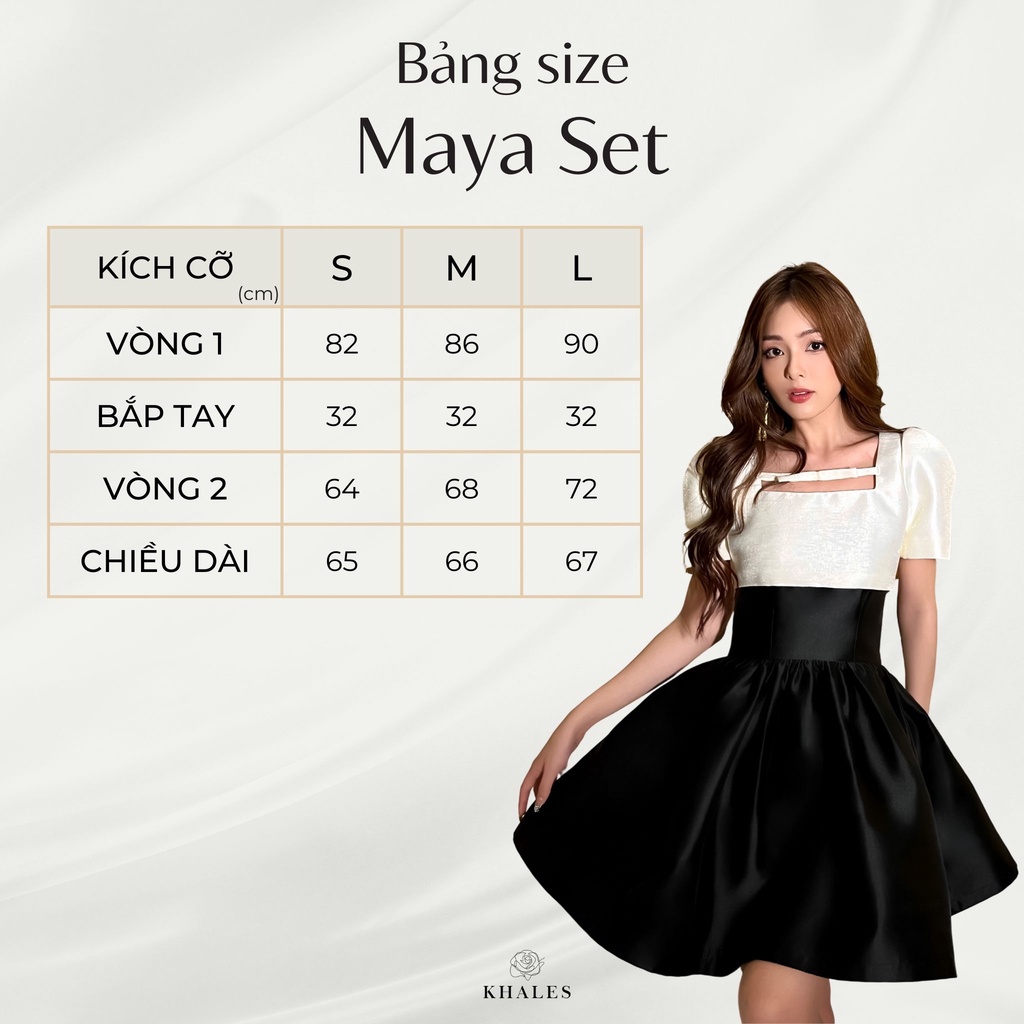Set bộ váy mini KHALES Maya cúp ngực dáng xòe gồm áo đi kèm