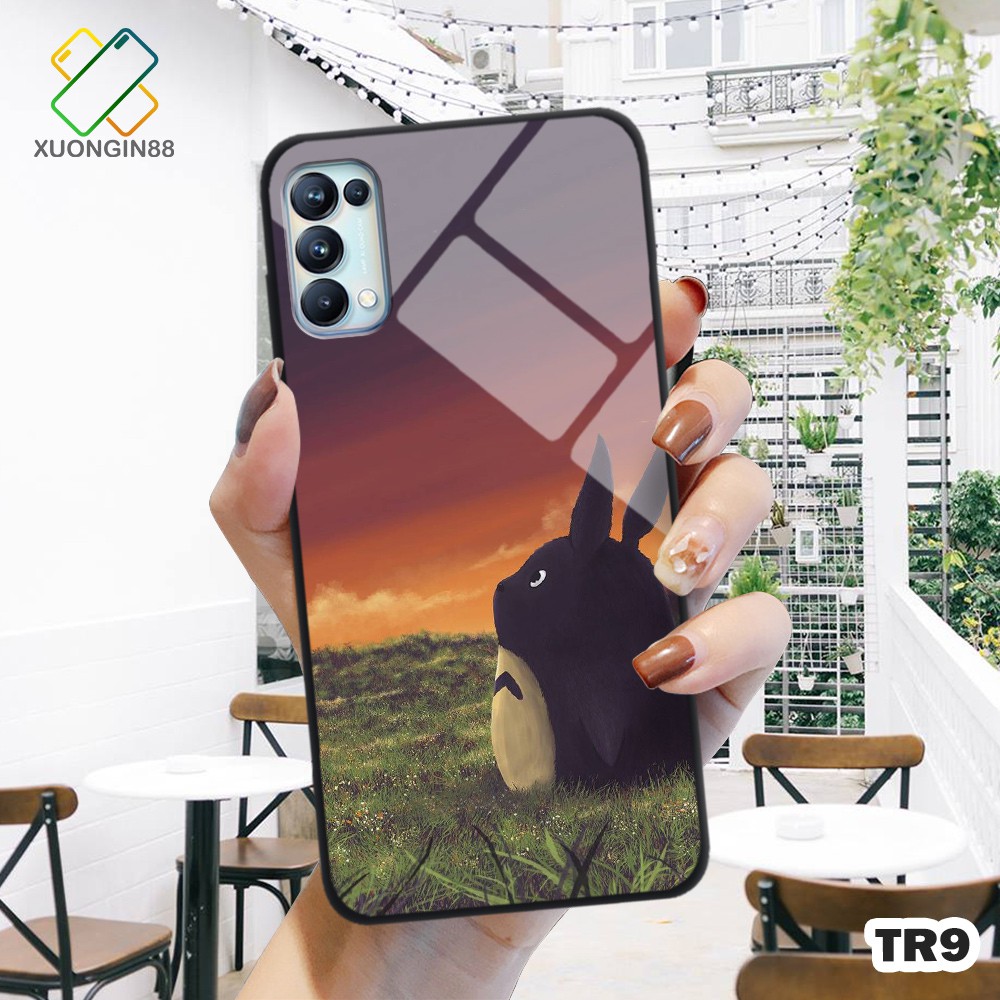 Ốp lưng kính OPPO RENO 5 in 3D TOTORO ngộ nghĩnh