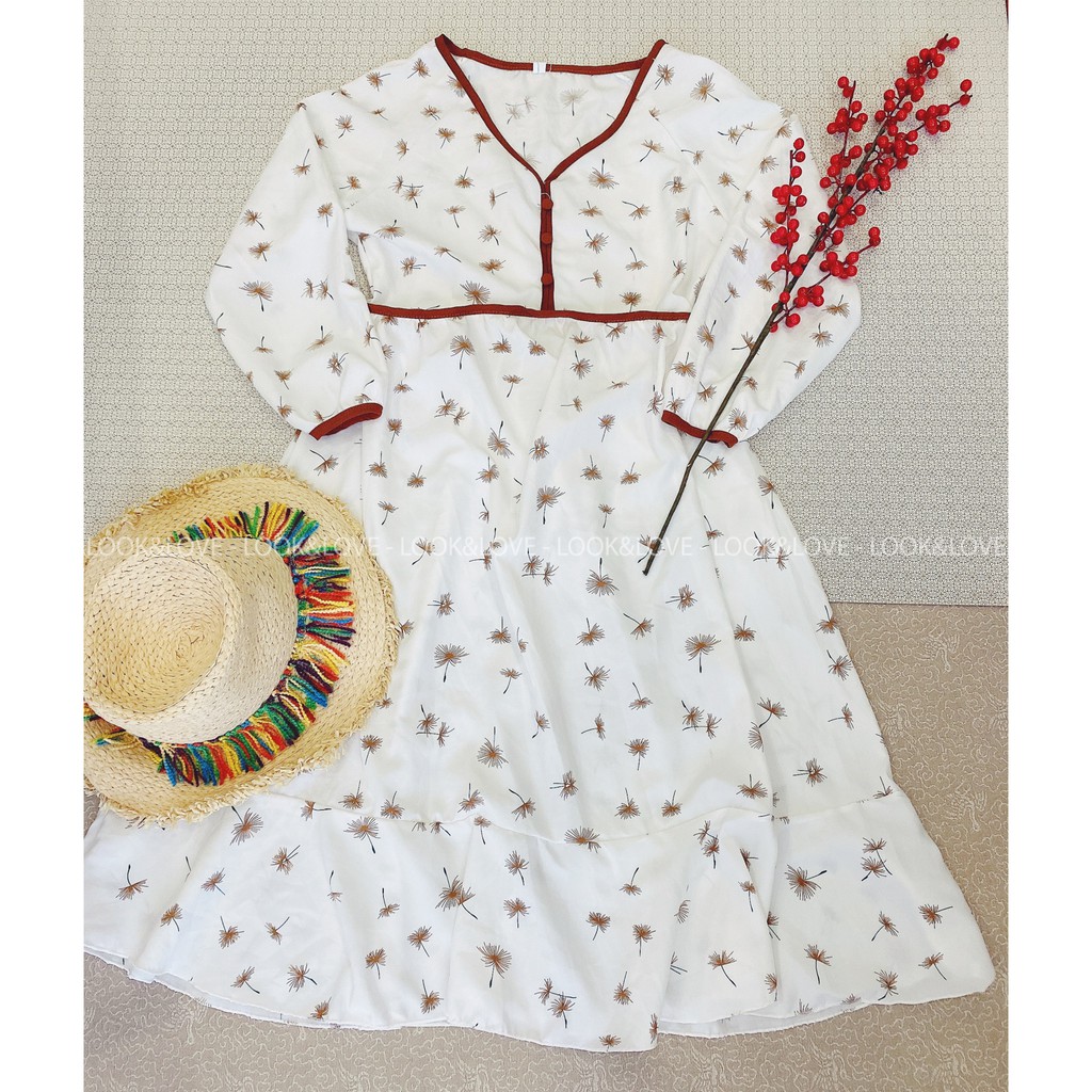 [Ảnh Thật] Váy Hoa Nhí Dáng Suông Dài Họa Tiết Bồ Công Anh Siêu Vintage, Mã L003 | BigBuy360 - bigbuy360.vn