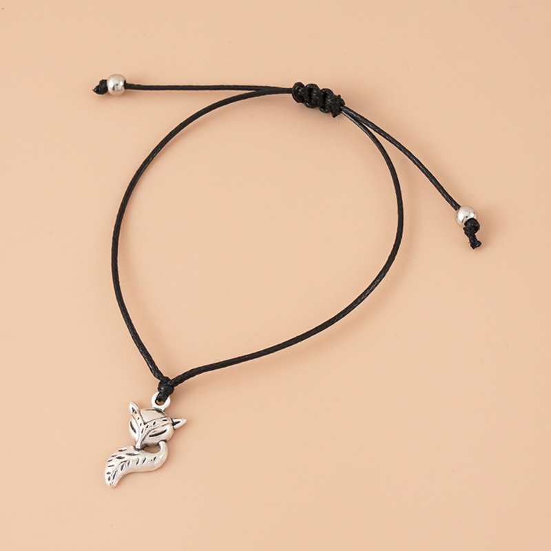 Vòng Tay Dây Sáp Bện Mặt Hình Cáo Dễ Thương Có Thể Điều Chỉnh Cho Nữ