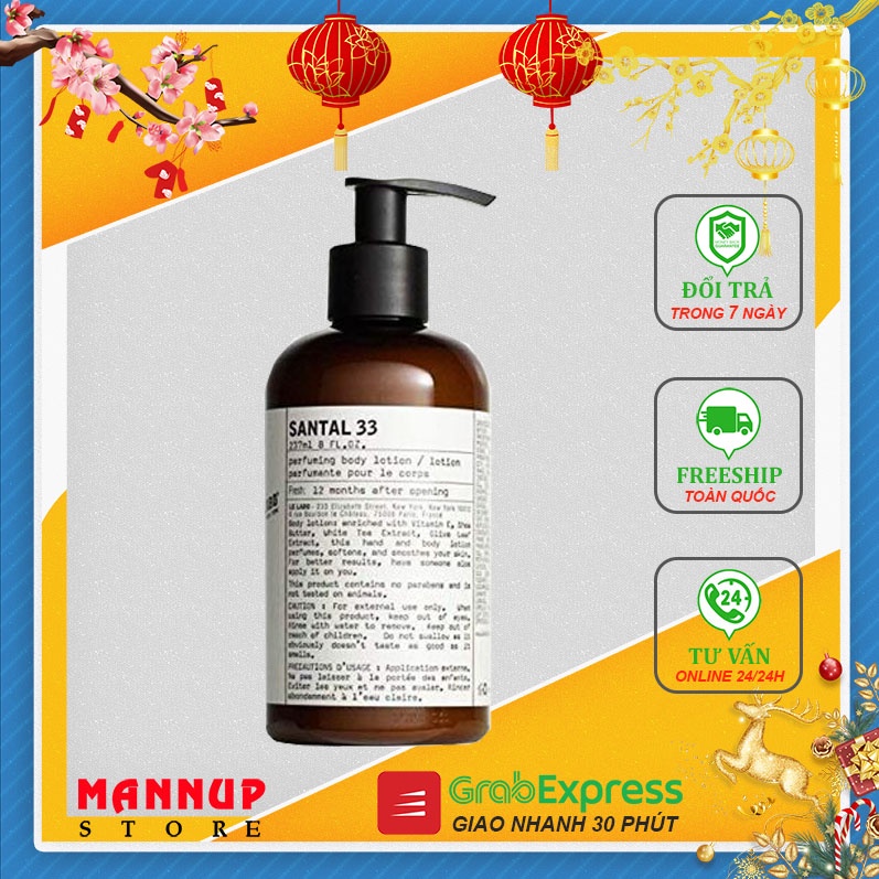 [Fullbox] Sữa Tắm Hương Nước Hoa Le Labo Santal 33 237ml - Sửa Tắm Dưỡng Ẩm, Cải Thiện Làn Da Vượt Trội