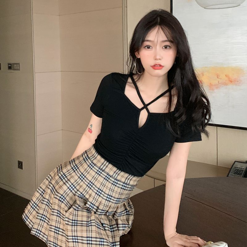 Áo kiểu nhún giữa croptop - NHA