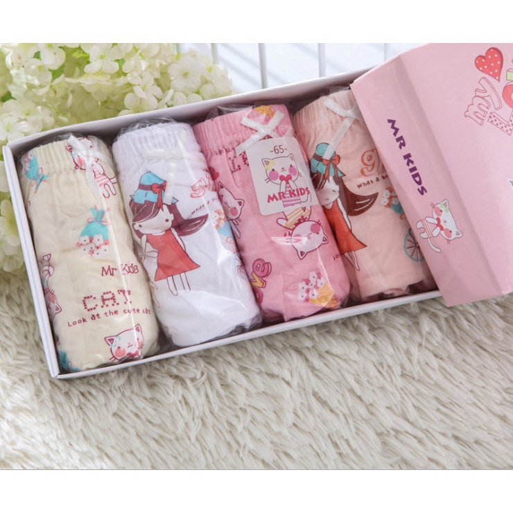 Set 4 quần lót bé gái - quần chip bé gái Paris Je t'aime GT06