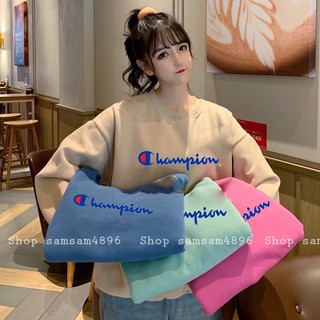 Áo sweater nỉ custom Champion ulzang(video ảnh thật)