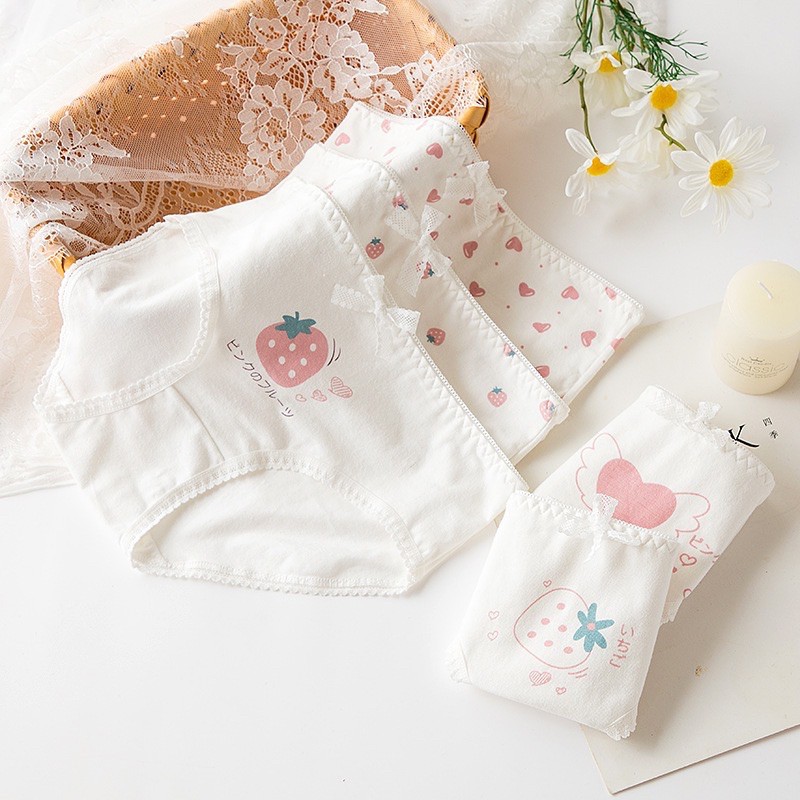 [Che Tên] [Hàng Hot] SET 5 Quần Lót Cotton Cute Dễ Thương Combo 5 Quần Chip Cạp Thấp Nâng Mông Thông Hơi TOPBRA | BigBuy360 - bigbuy360.vn