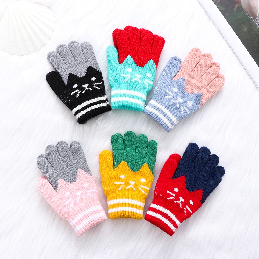Găng tay len cashmere dày giữ ấm mùa đông dễ thương cho bé MIHAN1 4-10 tuổi