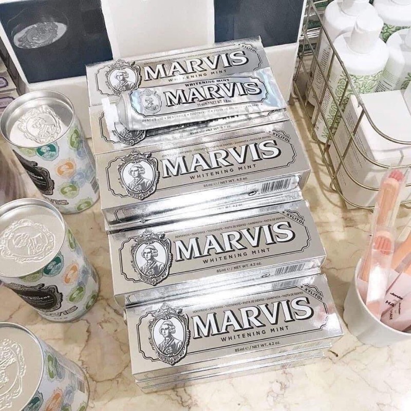 Kem Đánh Răng Marvis Whitening Mint - Làm Trắng Răng